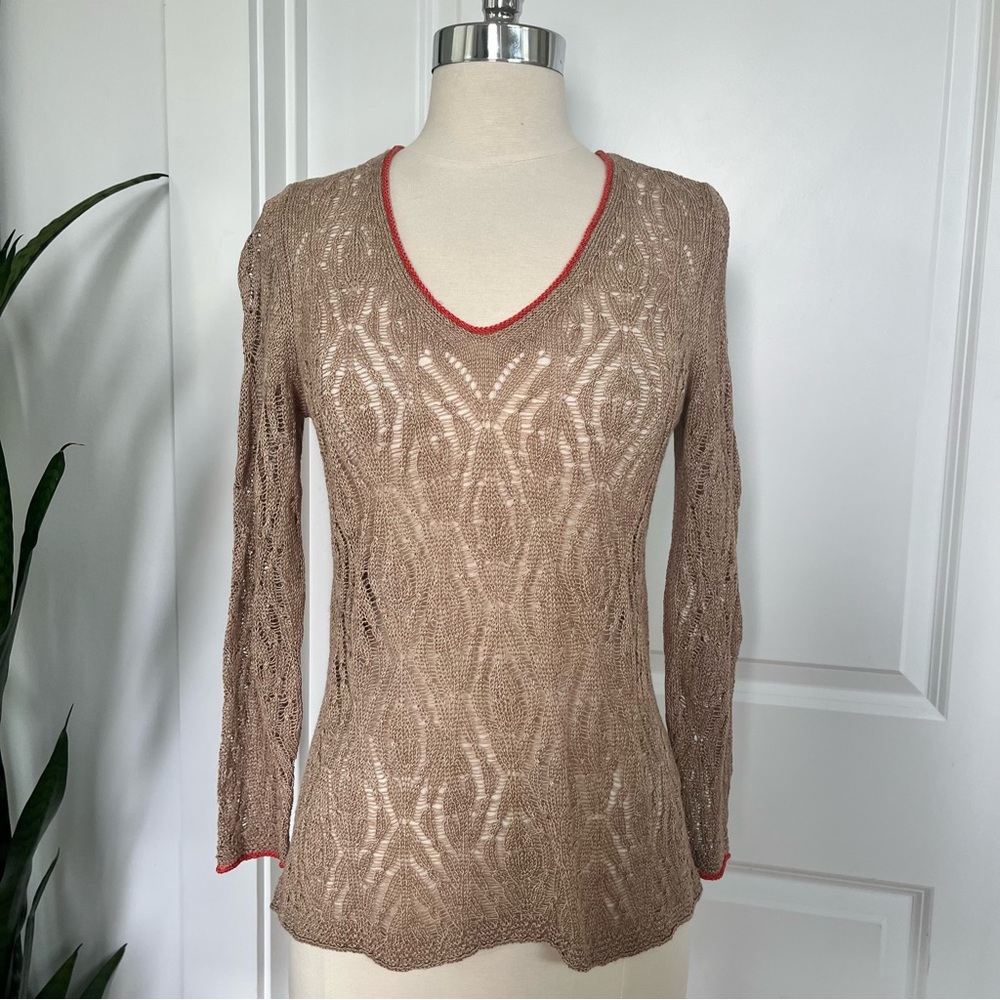 Nic+Zoe Linen Open Knit Top